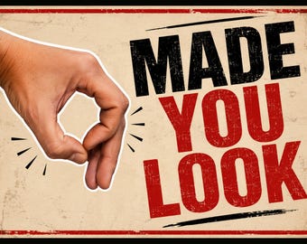 YOU LOOKED Circle Game Prank Postcard – Made You Look Joke – Anonymous Mail Gag – Funny Schoolyard Humor Card