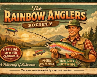 FUNNY Gay Fisherman Society Prank Postcard – Anonymous Fishing Club Mail Gag