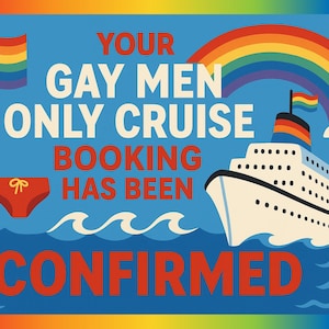 Postal de broma para confirmar tu próximo crucero gay: enviada anónimamente a tu víctima