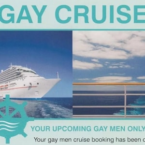 Votre prochaine carte postale de confirmation d'une croisière gay - Envoyée anonymement à votre victime