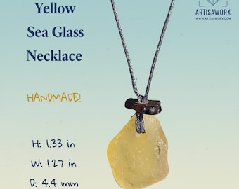Rare Yellow Sea Glass Necklace – Authentic Beach Glass Pendant, Handmade Coastal Jewelry from the Pacific Northwest