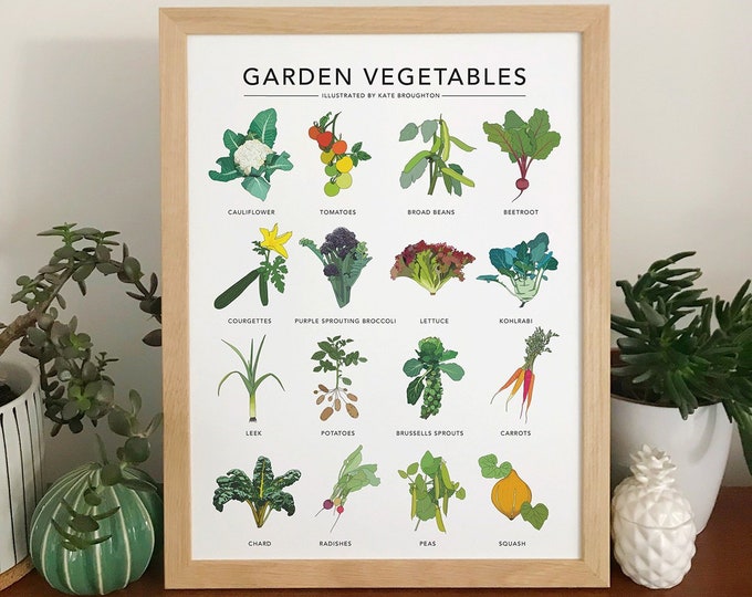 Illustrated 'garden vegetables' print