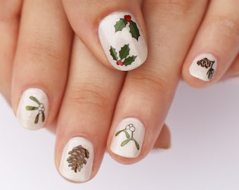christmas nail transfers - festive nail art decals