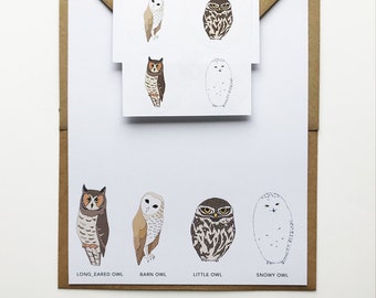 owl writing paper set - eco friendly stationery with stickers