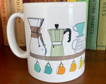 Illustrated coffee design mug - coffee lover - new home gift