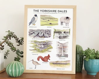 Yorkshire Dales print - Yorkshire wall art - Yorkshire dales poster - Yorkshire poster - British landscape print - nature illustration print