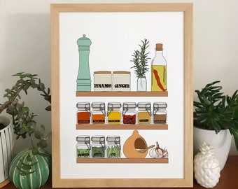 Herbs and spices print - illustrated wall art