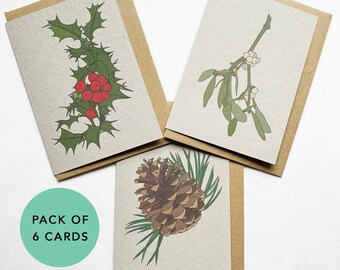 Recycled Christmas cards - pack of 6