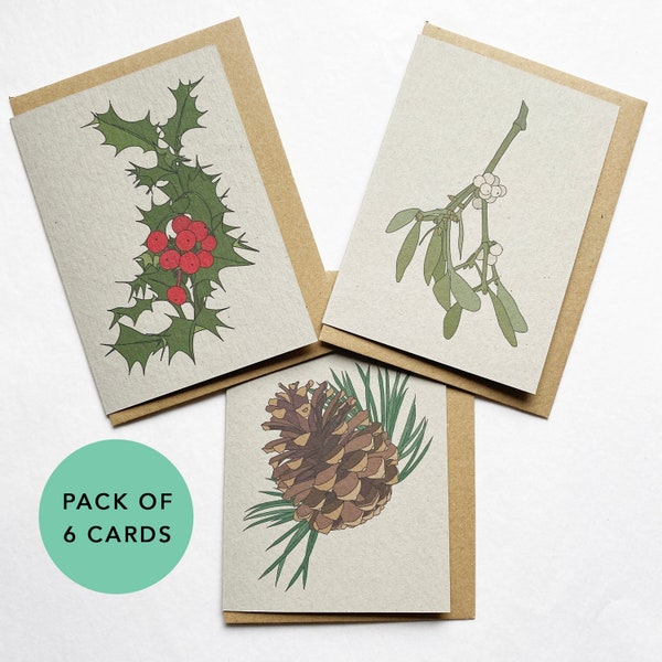 Recycled Weihnachtskarten - 6er Pack