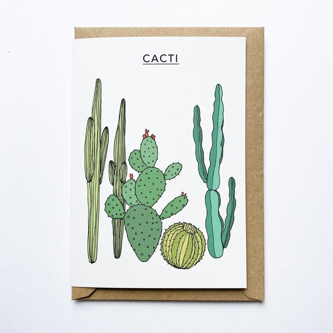 Cacti Illustrated Recycled Card - Etsy