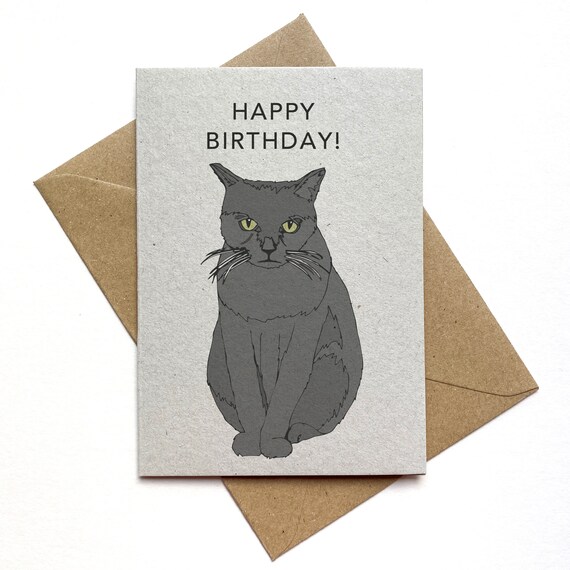 Carte De Chat Joyeux Anniversaire Carte Danniversaire Etsy France