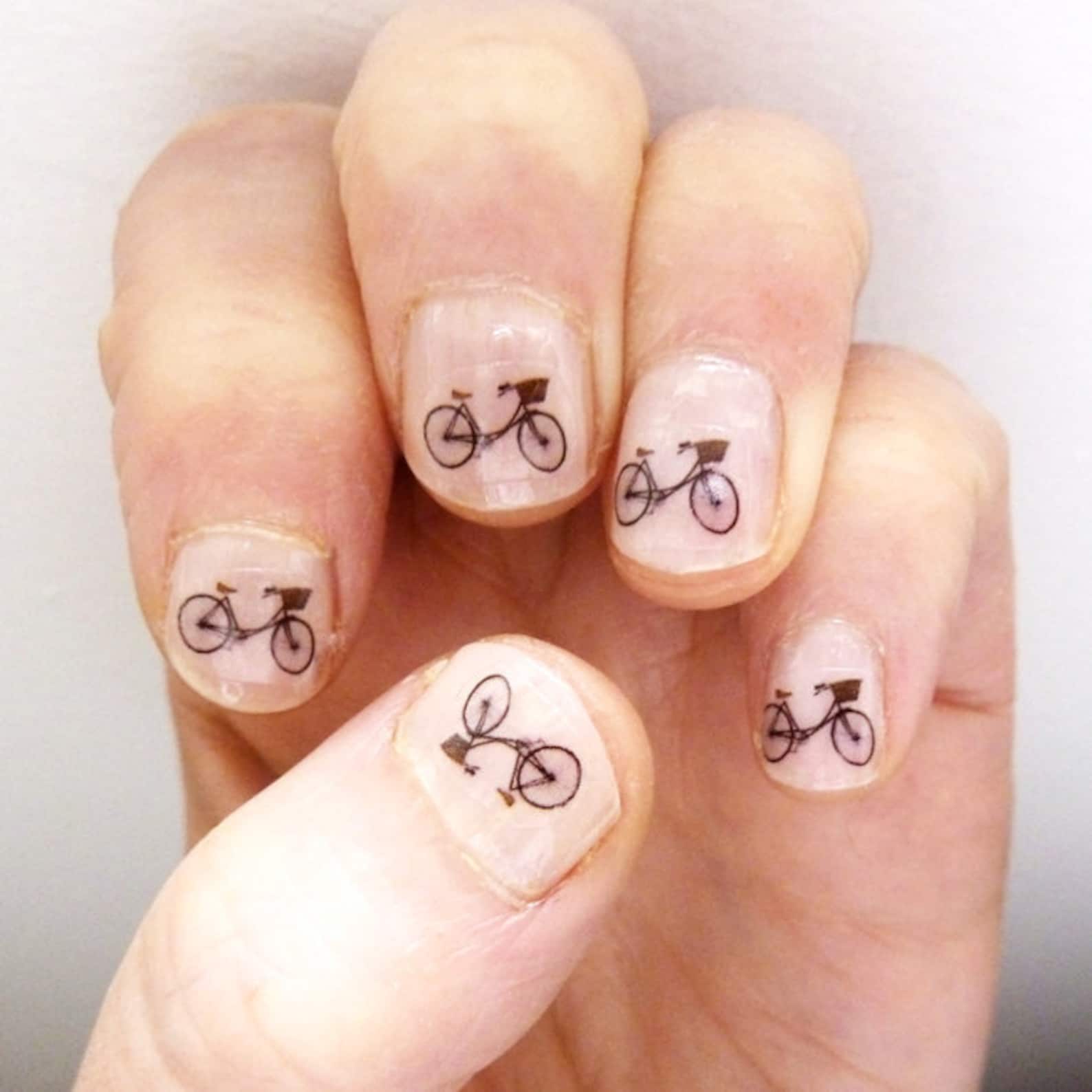 Bicycle Nail Transfers Illustrated Bike Nail Art Stickers Etsy UK
