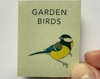Tiny book of Garden Birds - handmade mini nature book