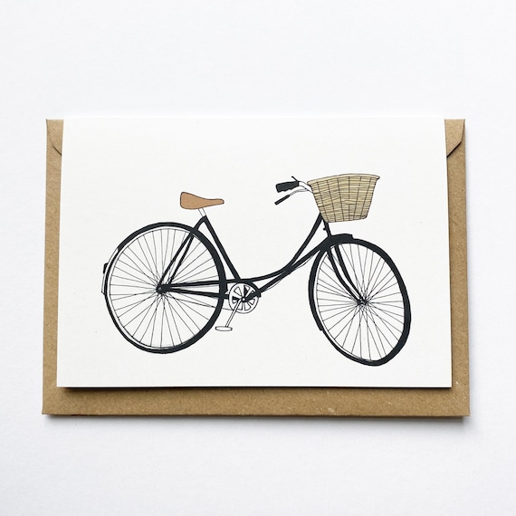 Vintage Bicycle Card Bike Print Card Card for Cyclist Retro