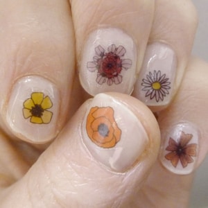 wild flower nail transfers illustrated floral nail art stickers flower decals image 10