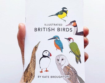Illustrated British Birds book - artist book birdwatching - 100% recycled eco friendly gift