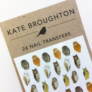 nageltransfers met uilen geïllustreerde nail art-stickers met vogels nagelstickers voor dieren in het wild / natuur afbeelding 2