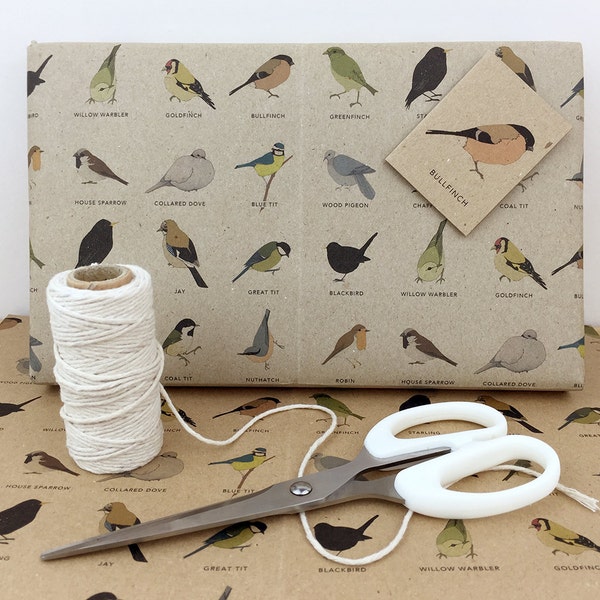 garden birds gift wrap set (100% recycled)