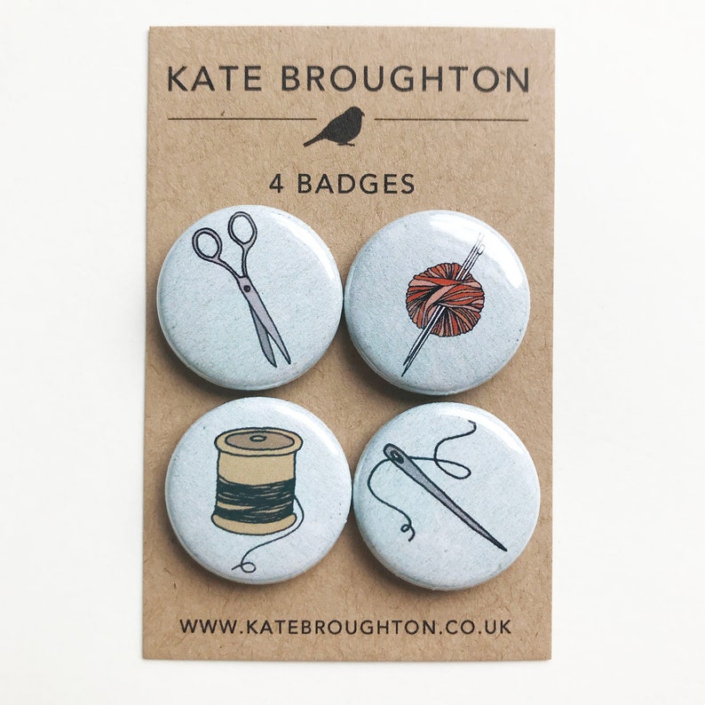 craft illustrated badges set of four image 2