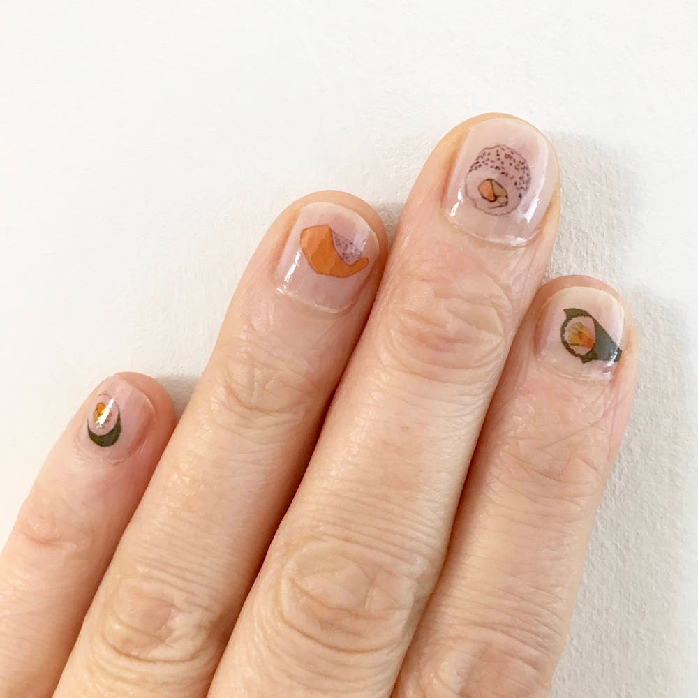 Sushi nail transfers illustrated nail art stickers sushi Etsy