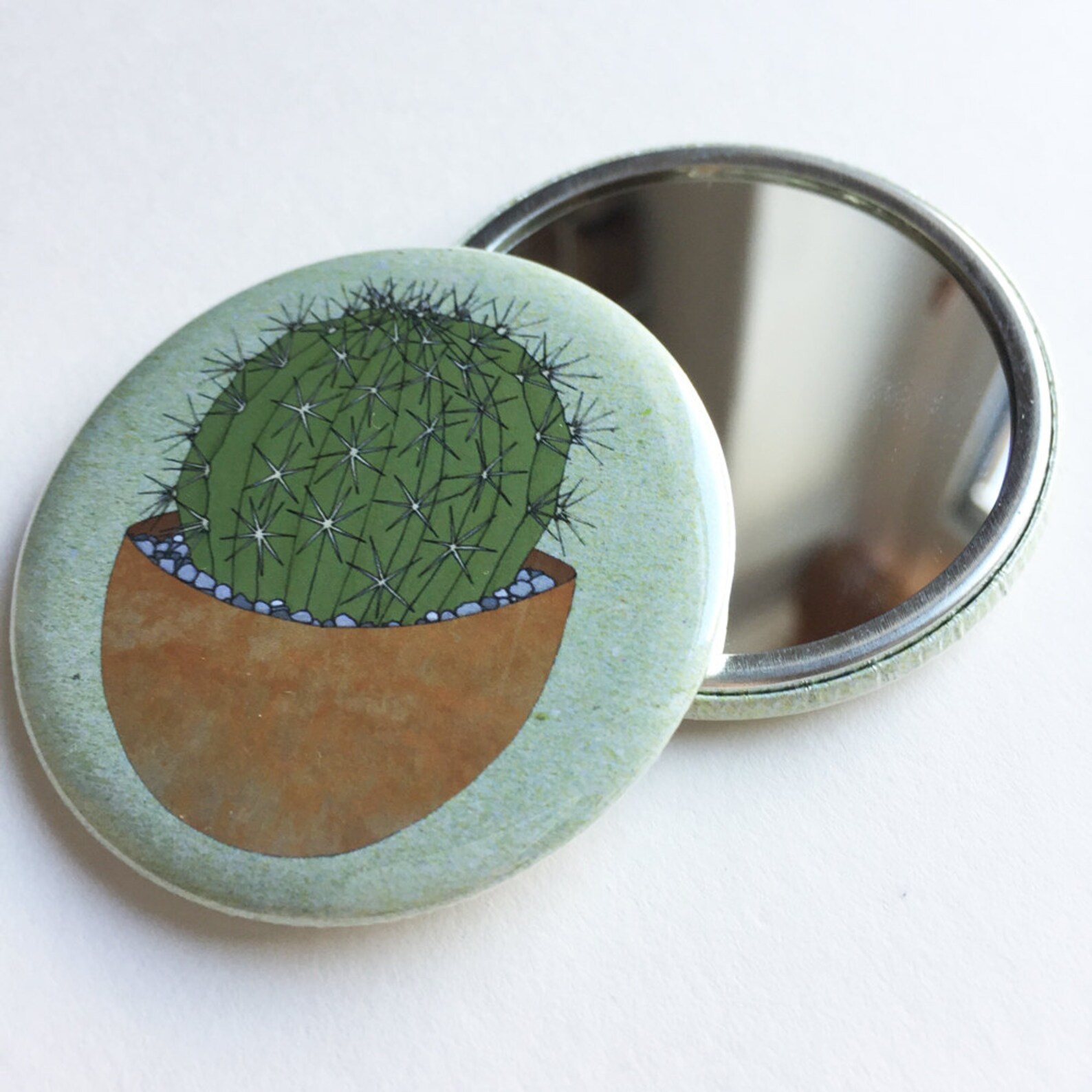 Cactus Pocket Mirror Illustrated Cacti Compact Mirror Etsy