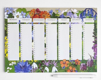 Wildflower weekly planner -  52 recycled pages