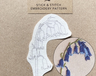Bluebell flower stick and stitch embroidery DIY - illustrated wildflower design