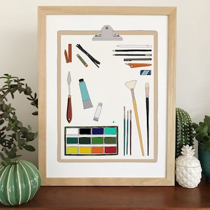 Art Materials Illustrated Print - Etsy