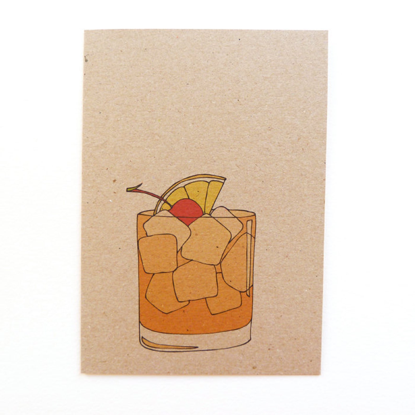 Old fashioned cocktail recipe card full recipe on the back Etsy