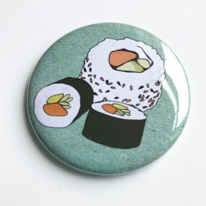 sushi pocket mirror illustrated compact mirror sushi print gift Japanese food gift for her stocking filler image 1