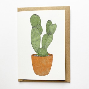Cactus card (No.3) - cactus print card - cacti illustration - recycled / eco friendly - plant card