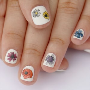 wild flower nail transfers illustrated floral nail art stickers flower decals image 7