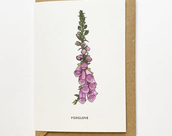 Foxglove illustrated recycled card