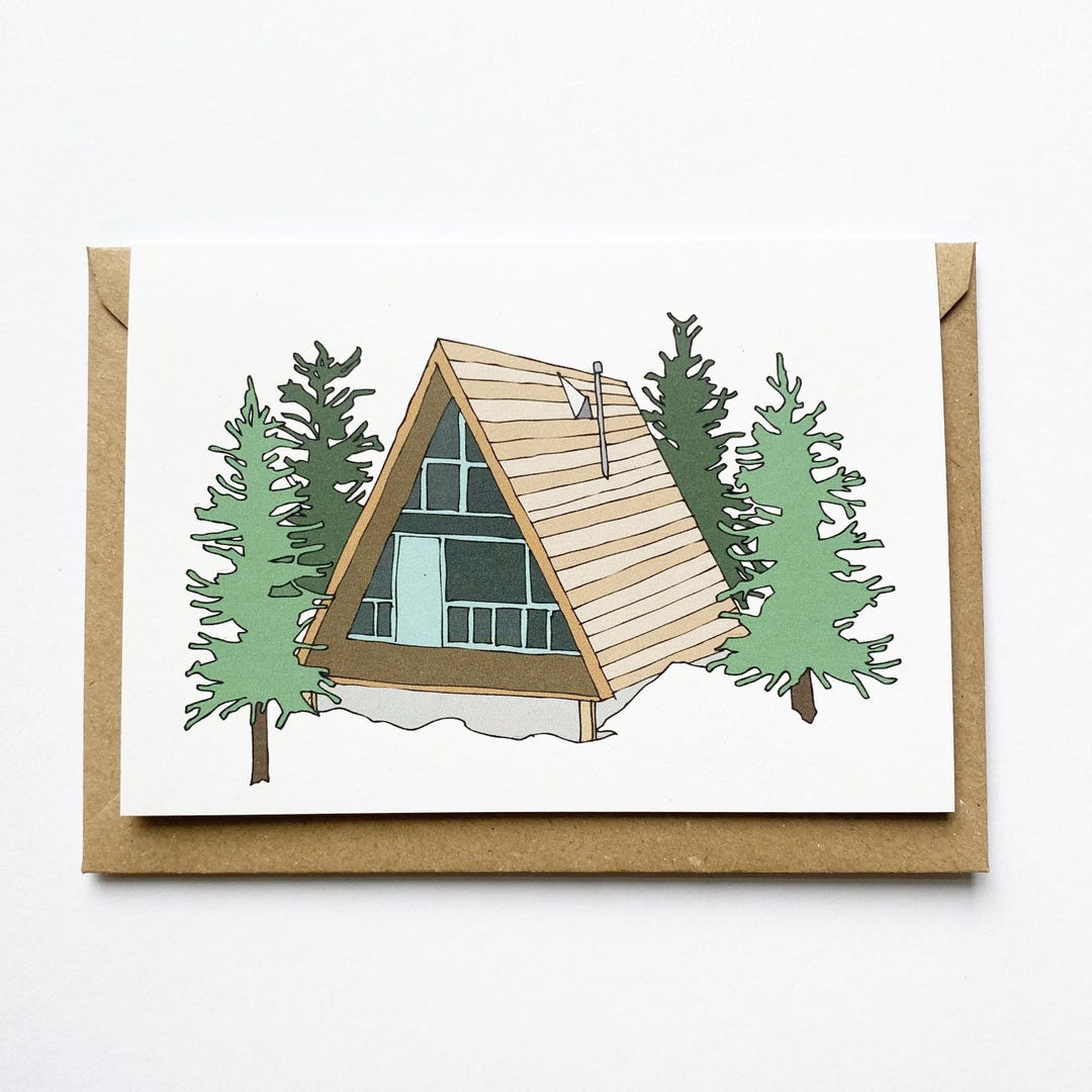 Set of Four Winter Lodge Cards - Log Cabin Cards - Log Cabin ...