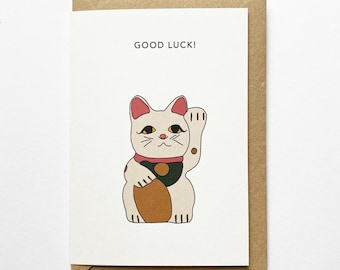 Lucky cat good luck card - eco friendly & recycled