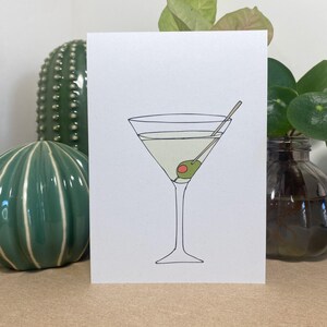 Martini cocktail recipe card - illustrated cocktail card - full recipe on the back - eco friendly / recycled / kraft image 4