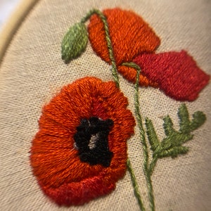 Poppy flower stick and stitch embroidery design illustrated wildflower pattern image 2