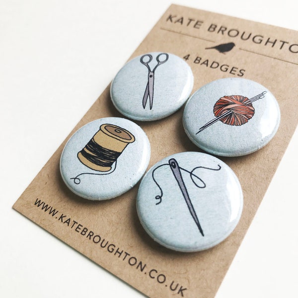 craft illustrated badges - set of four