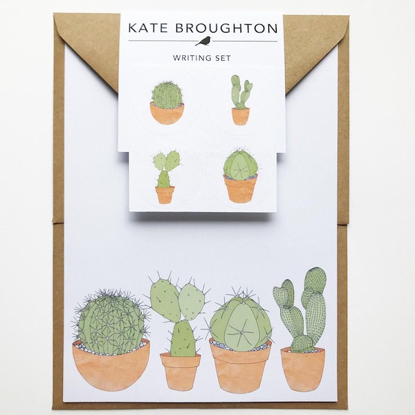 cacti writing set with stickers