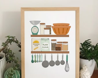Baking print - illustrated kitchen wall art