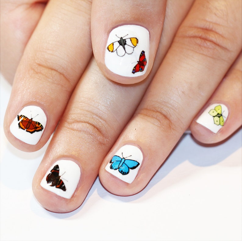 butterfly nail transfers illustrated nail art decals image 1