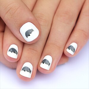 badger nail transfers illustrated animal nail art decals wildlife / nature nail stickers image 5