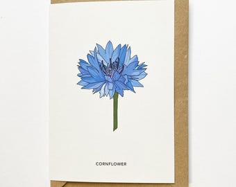 Cornflower illustrated recycled card