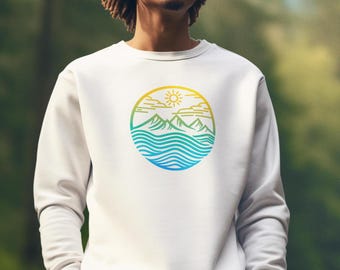 Adventure Awaits Sweatshirt für Erwachsene: Naturszene Rundhalsausschnitt