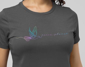 Peace Dove Graphic T-shirt: Minimalist Design, Airlume Cotton Tee