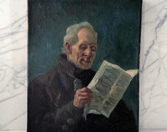 Antique Original Oil on Stretched Linen Canvas Portrait Painting
