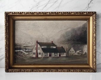Antique Americana Landscape Oil Painting