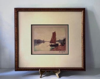 Antique French aquatint by Alphonse Lafitte (1872 - 1936)