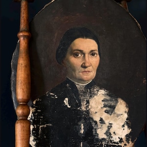 Antique oil portrait, 19th c oil portrait, antique portrait of a lady, antique portrait, original lady portrait