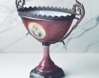 Antique French porcelain compote vase